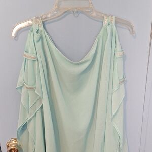 JM Collection Aqua Blue Top